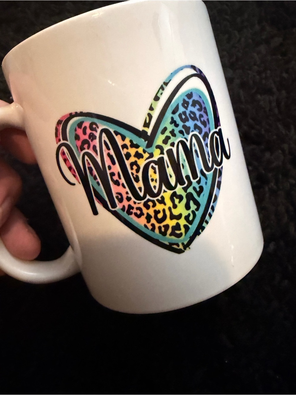 Mama Rainbow Heart Ceramic Mug - Multicolor